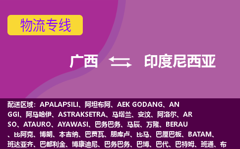 廣西到印度尼西亞物流專線全境/直達(dá)，廣西到印度尼西亞空運（海運）公司